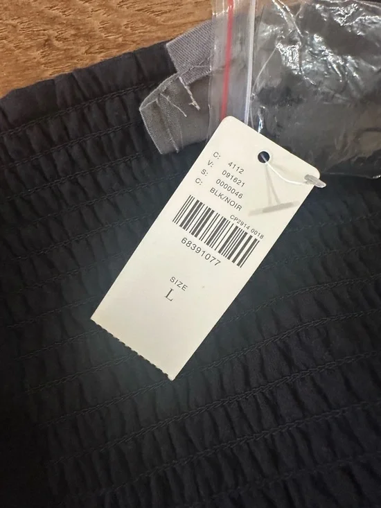 Anthropologie Top Ruffled Tube Crop Top Size Large New Black - Picture 7 of 9